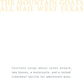 the album cover for The Mountain Goats - All Hail West Texas [Download Included]
