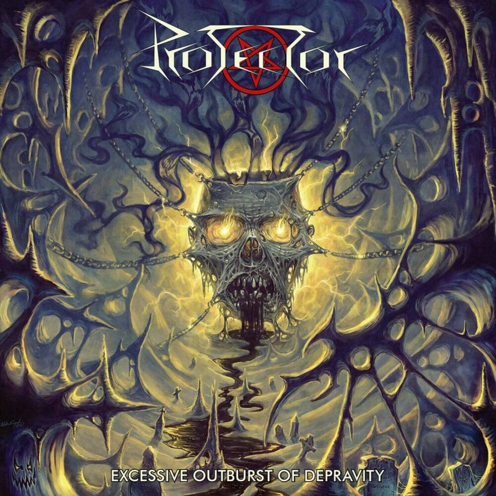 the album cover for Protector - Excessive Outburst Of Depravity