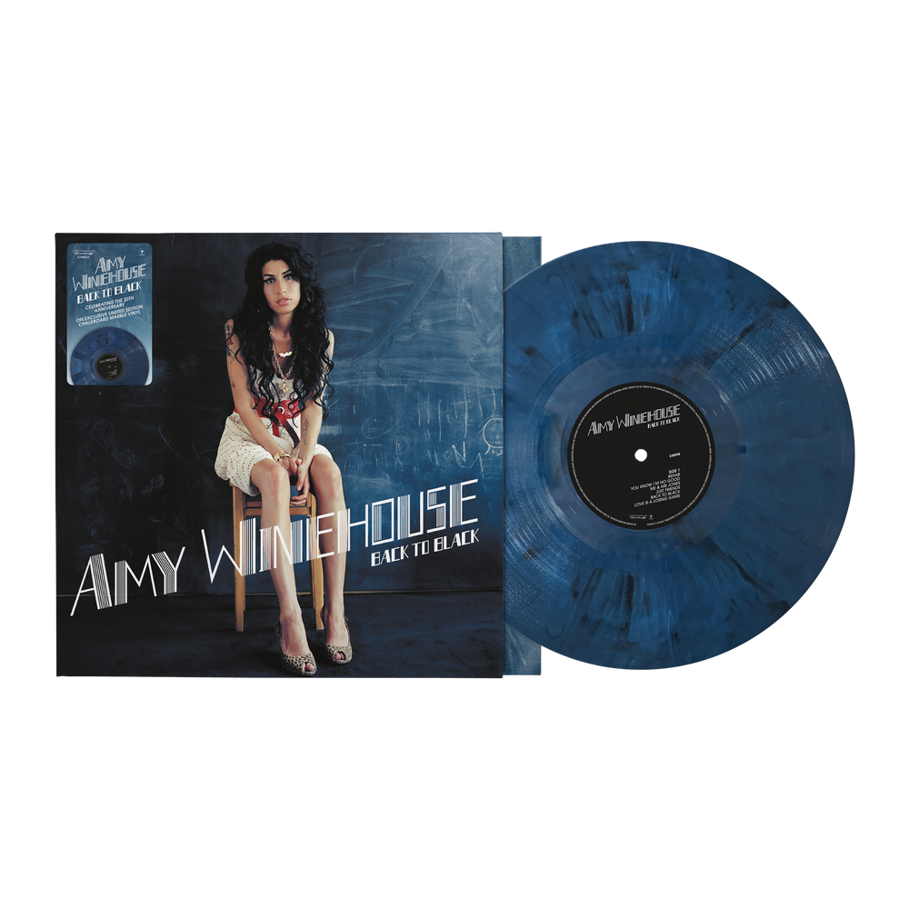 the album cover for Amy Winehouse - Back To Black - 20th Anniversary [Indie Exclusive Chalkboard Marble]