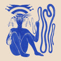 the album cover for Hiatus Kaiyote - Love Heart Cheat Code [INDIE EXCLUSIVE, BLUE & WHITE MARBLED LP]
