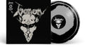 the album cover for Venom - Black Metal [RSD Essential Indie Colorway Silver & Black Splatter LP]