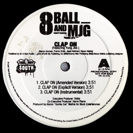8Ball And MJG* — Clap On / Cruzin', vinyl LP album cover