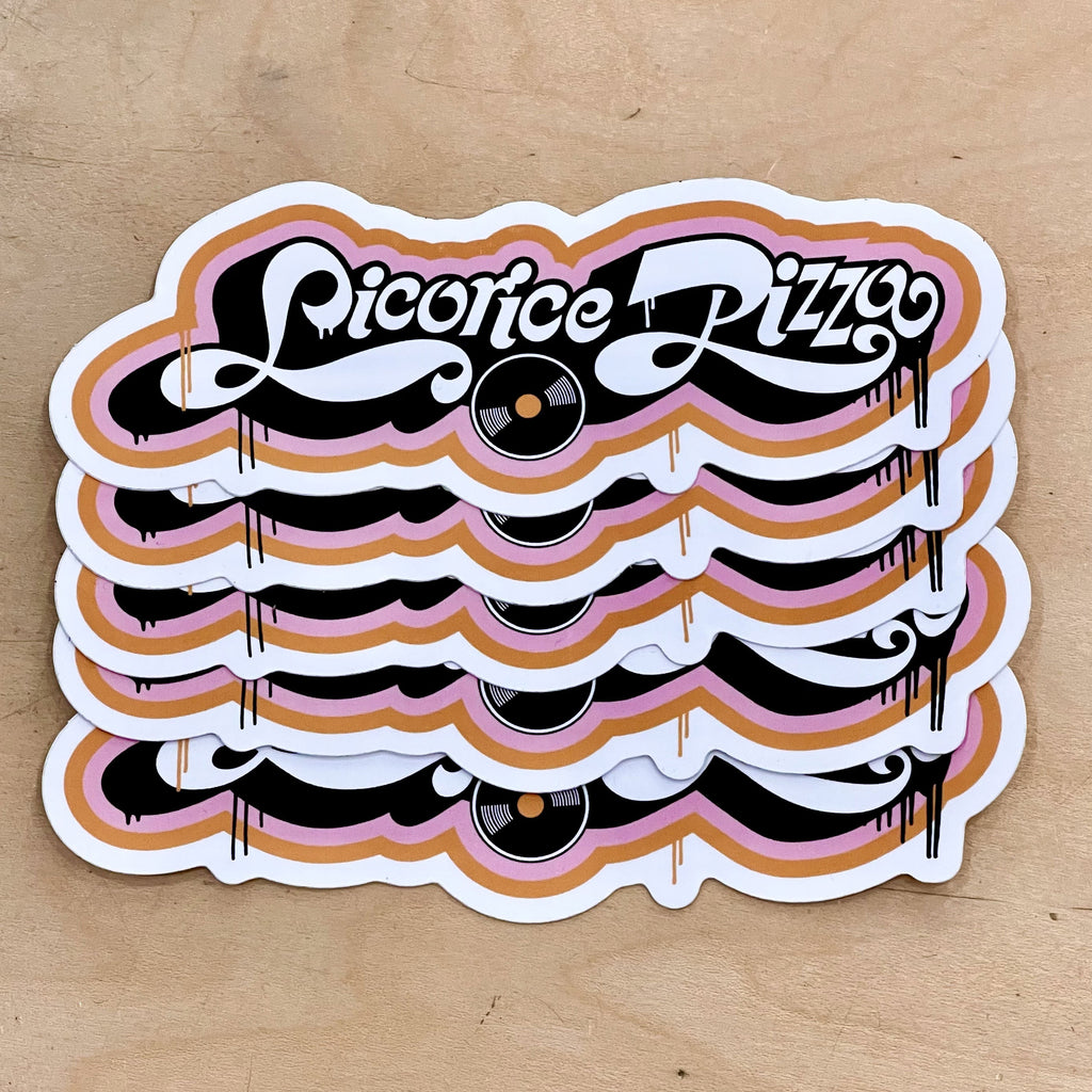 LP Stickers, 5 pack, Licorice Pizza logo, 5 inch x 1.87