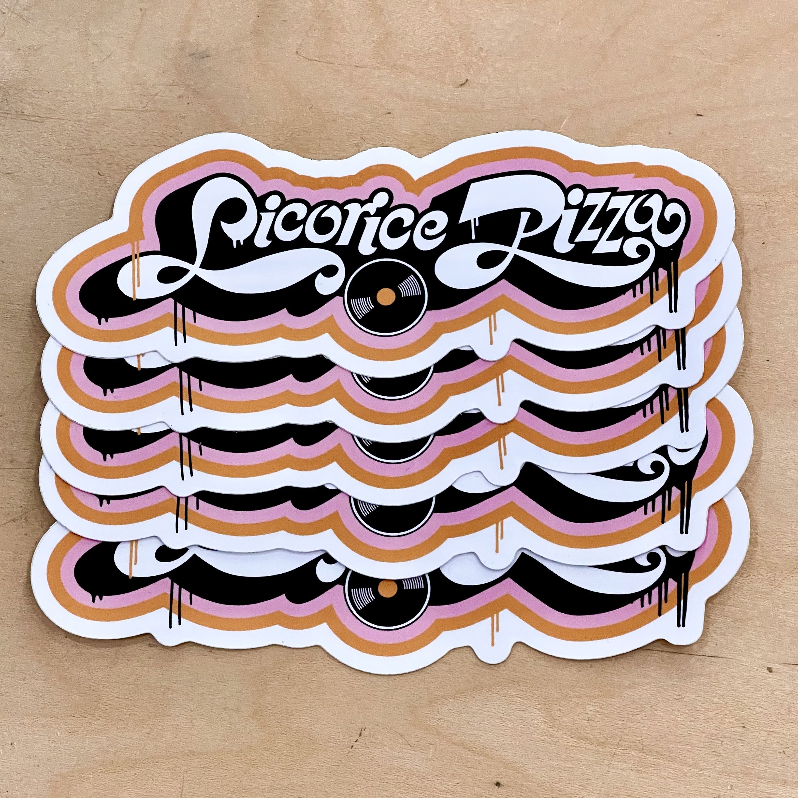 LP Stickers, 5 pack, Licorice Pizza logo, 5 inch x 1.87