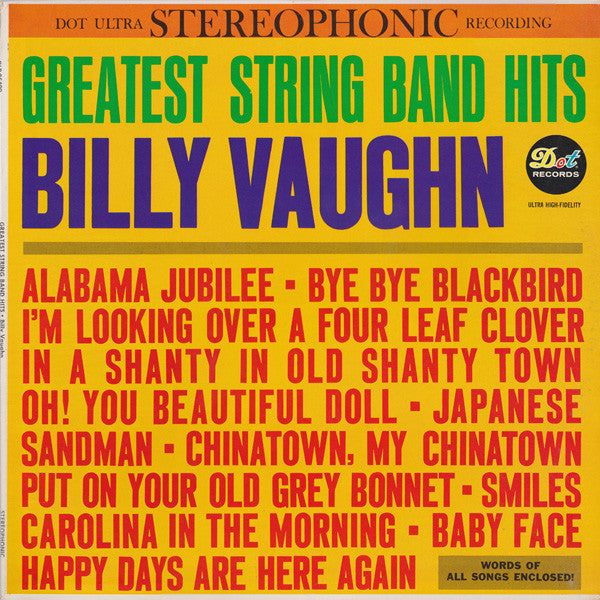 Billy Vaughn — Greatest String Band Hits, vinyl LP album cover