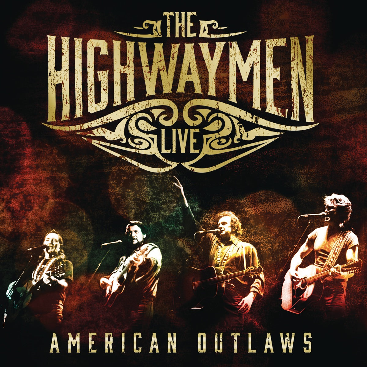 Highwaymen — American Outlaws: Live at Nassau Coliseum, 1990, vinyl LP album cover