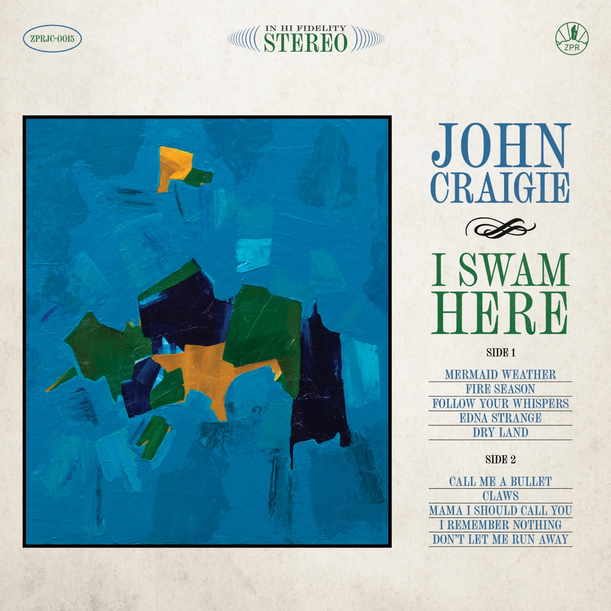 John Craigie — I Swam Here, vinyl LP album cover