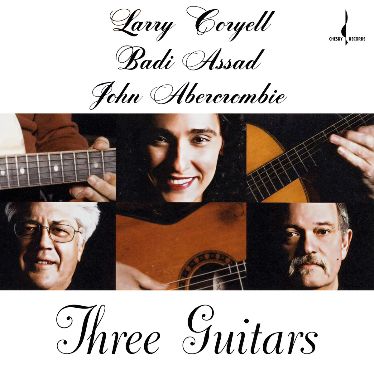 Larry Coryell, Badi Assad & John Abercrombie — Three Guitars, vinyl LP album cover
