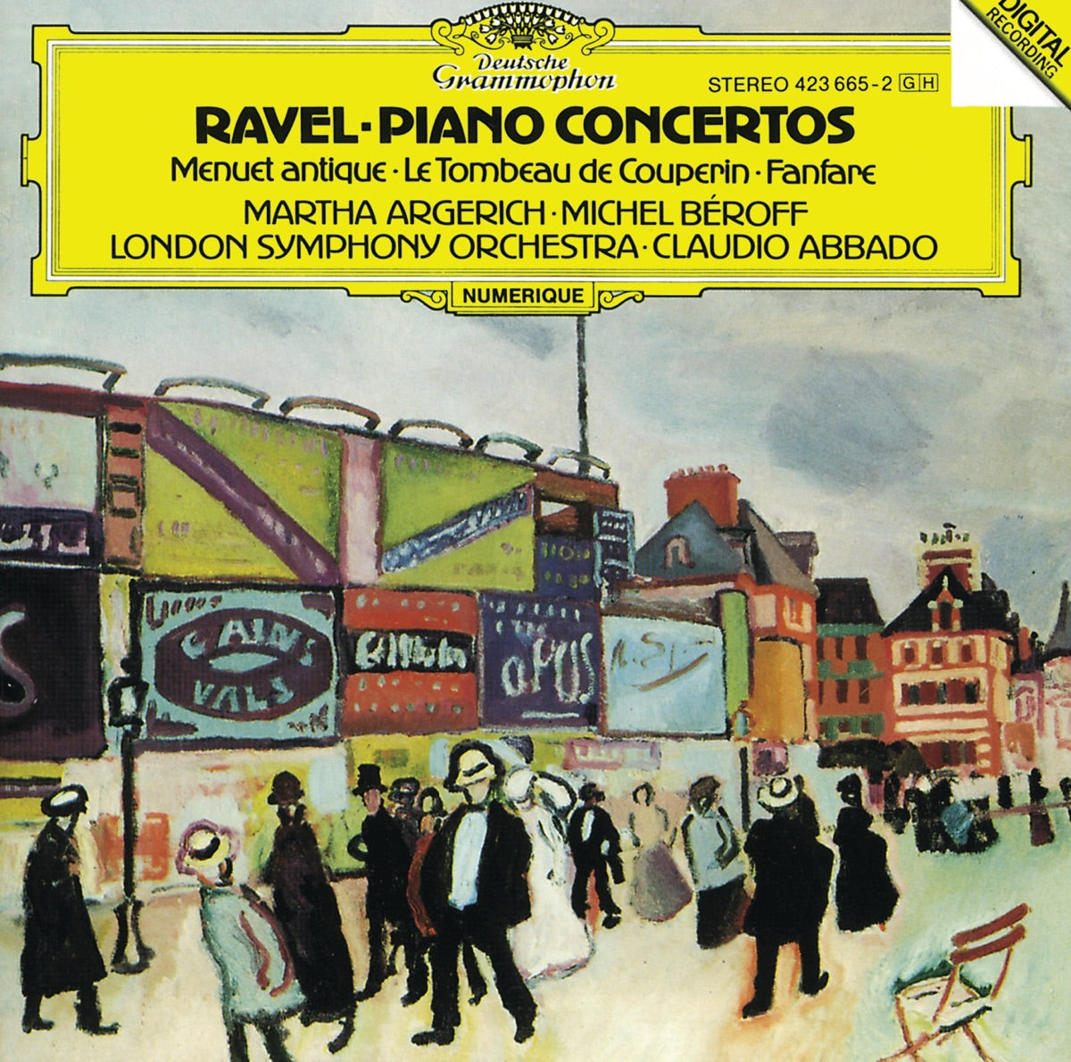 Michel Béroff, Claudio Abbado, London Symphony Orchestra & Martha Argerich — Ravel: Piano Concertos, vinyl LP album cover