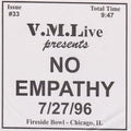 No Empathy — 7/27/96 (Fireside Bowl - Chicago, IL), 7-inch vinyl single album cover