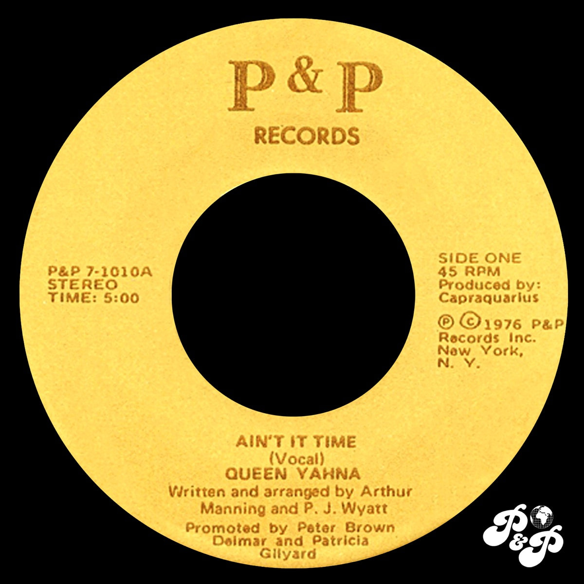 Queen Yahna — Ain't It Time - Single, vinyl LP album cover